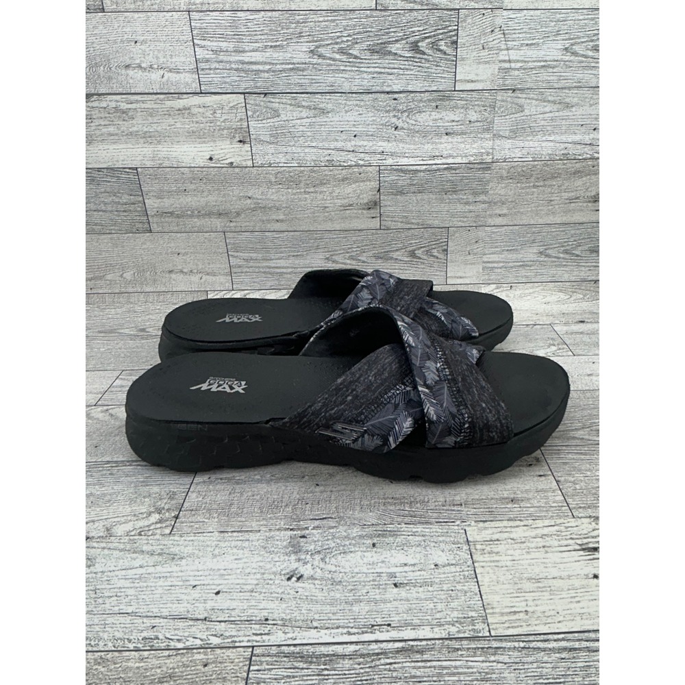 Skechers On-The-Go MAX Black Criss Cross Slides Comfort Sandals Women's Size 9 - Picture 7 of 11